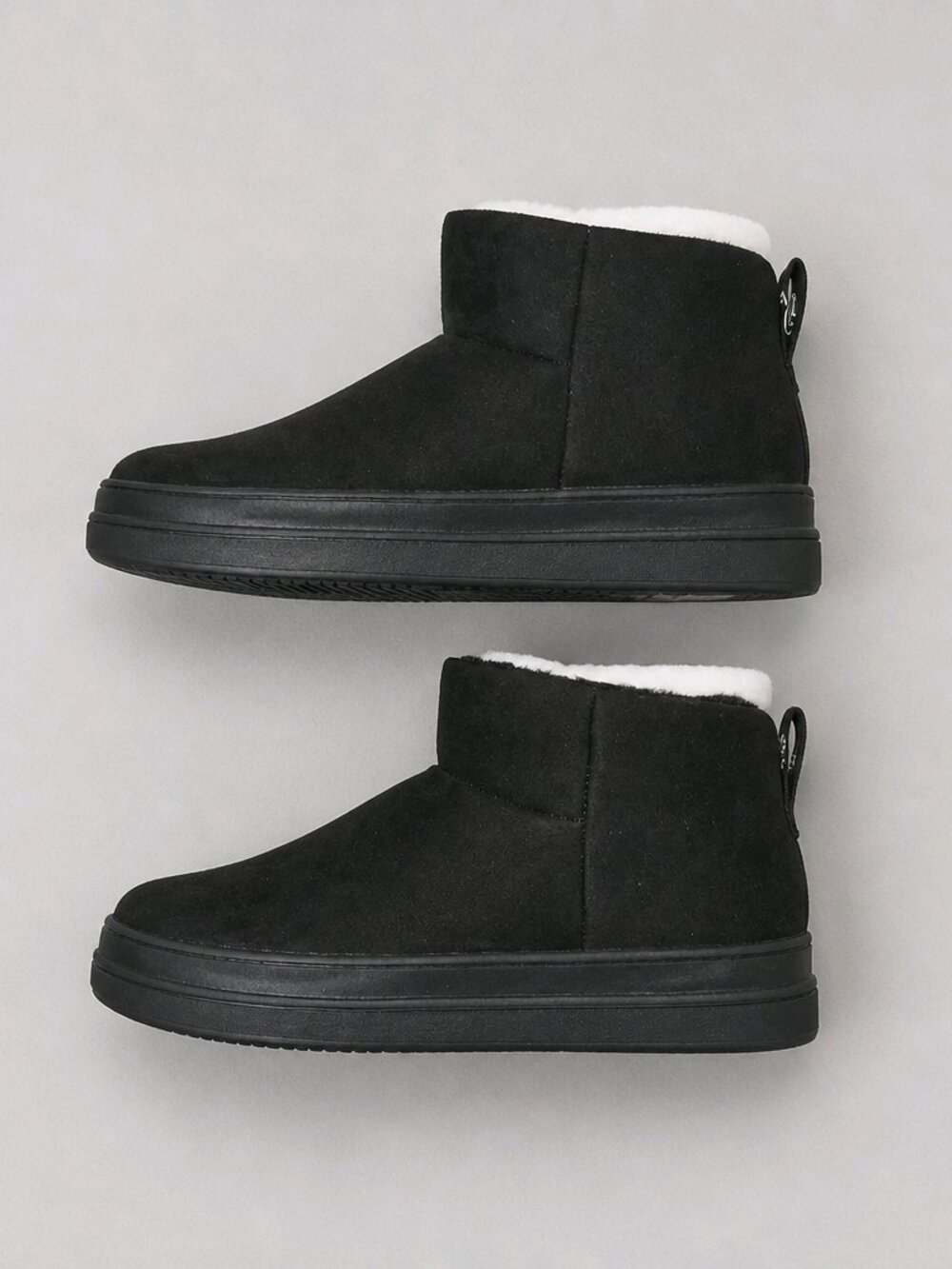 J Slides Black Suede Ankle Boots with Faux Fur Lining Size 7
